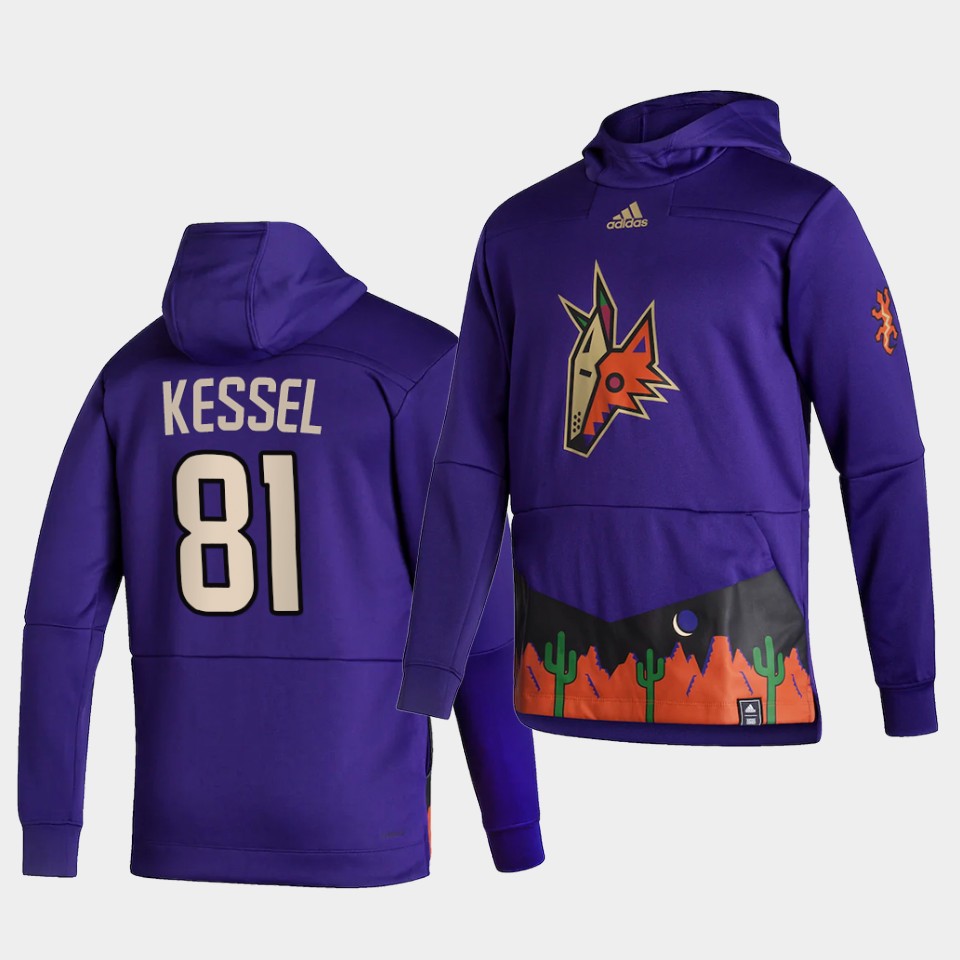 Men Arizona Coyotes #81 Kessel Purple NHL 2021 Adidas Pullover Hoodie Jersey
